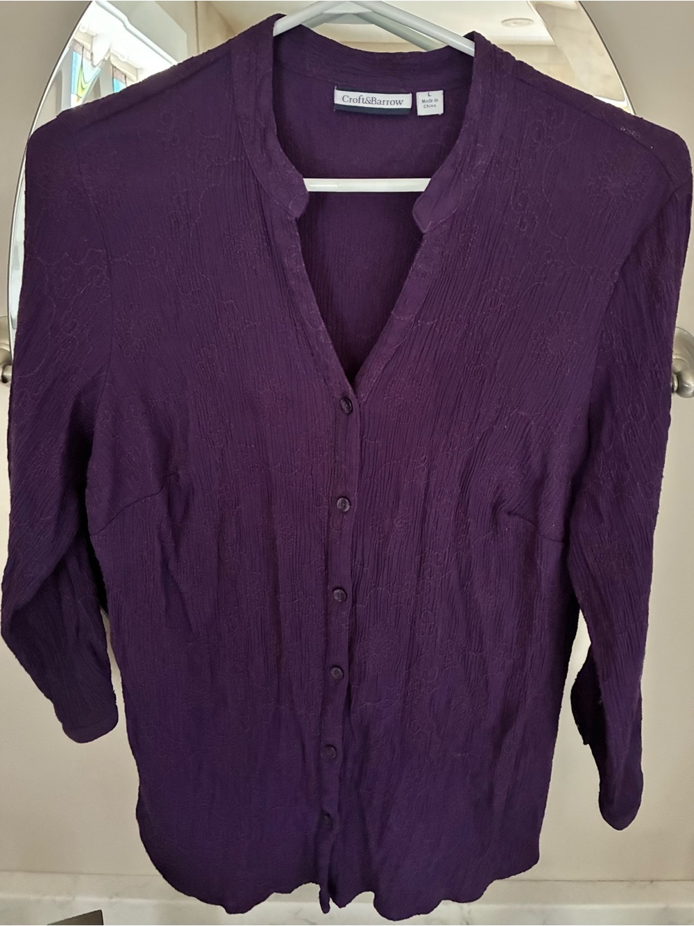 croft & barrow Deep Purple Textured Button-Down Shirt